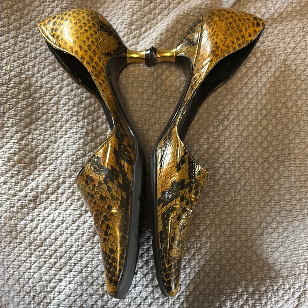 Liz Claiborne Women's Flex Paisley Reptile Print Leather Pumps 9.5 - Picture 2 of 5